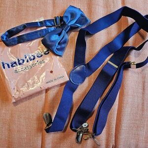 Blue Bow Tie and Suspenders Set